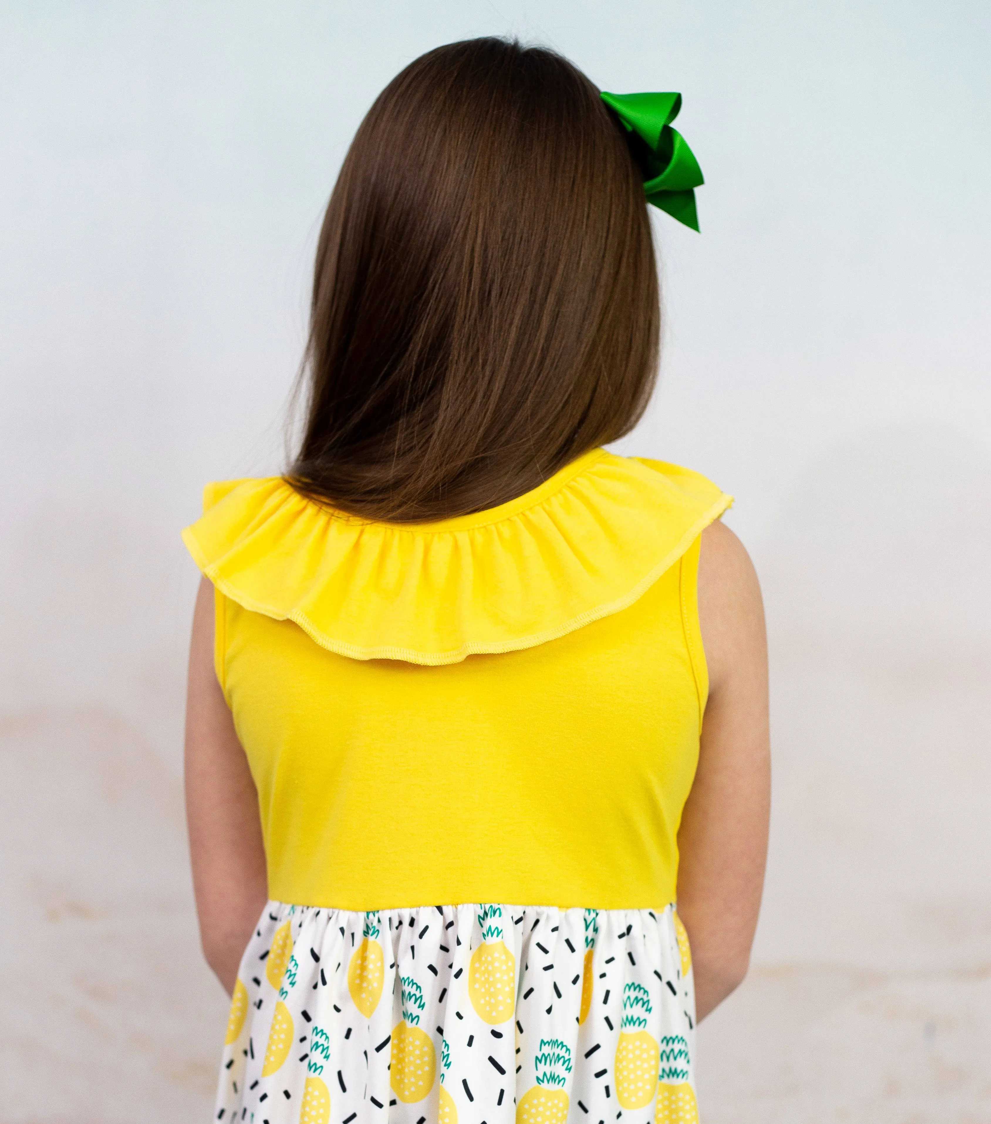 Pineapple Ruffle Tank Milk Silk Dress