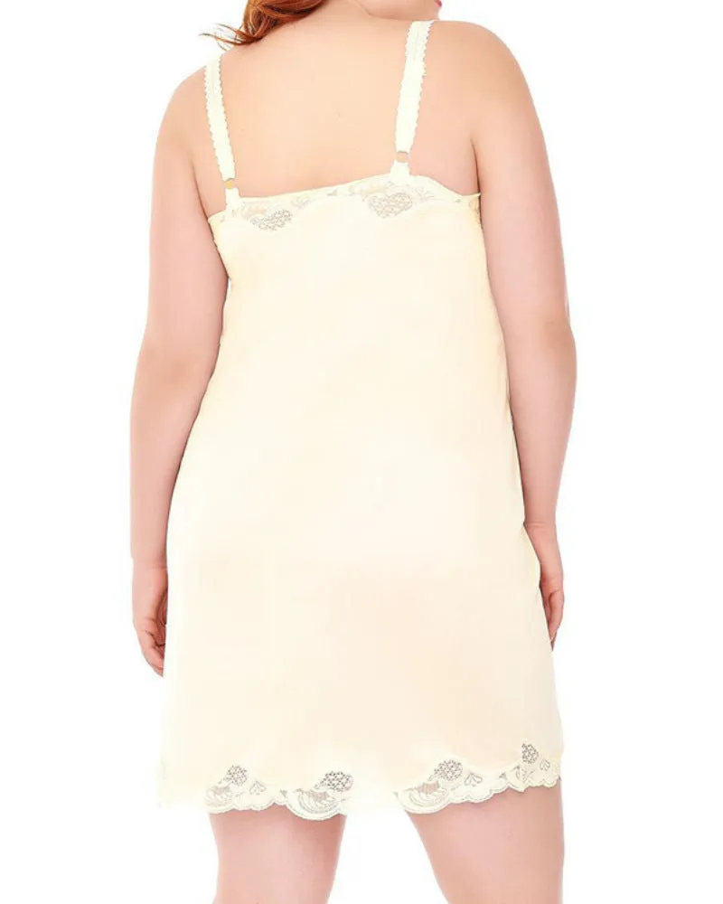 Plus Size Lace Inset Satin Full Slip 1112