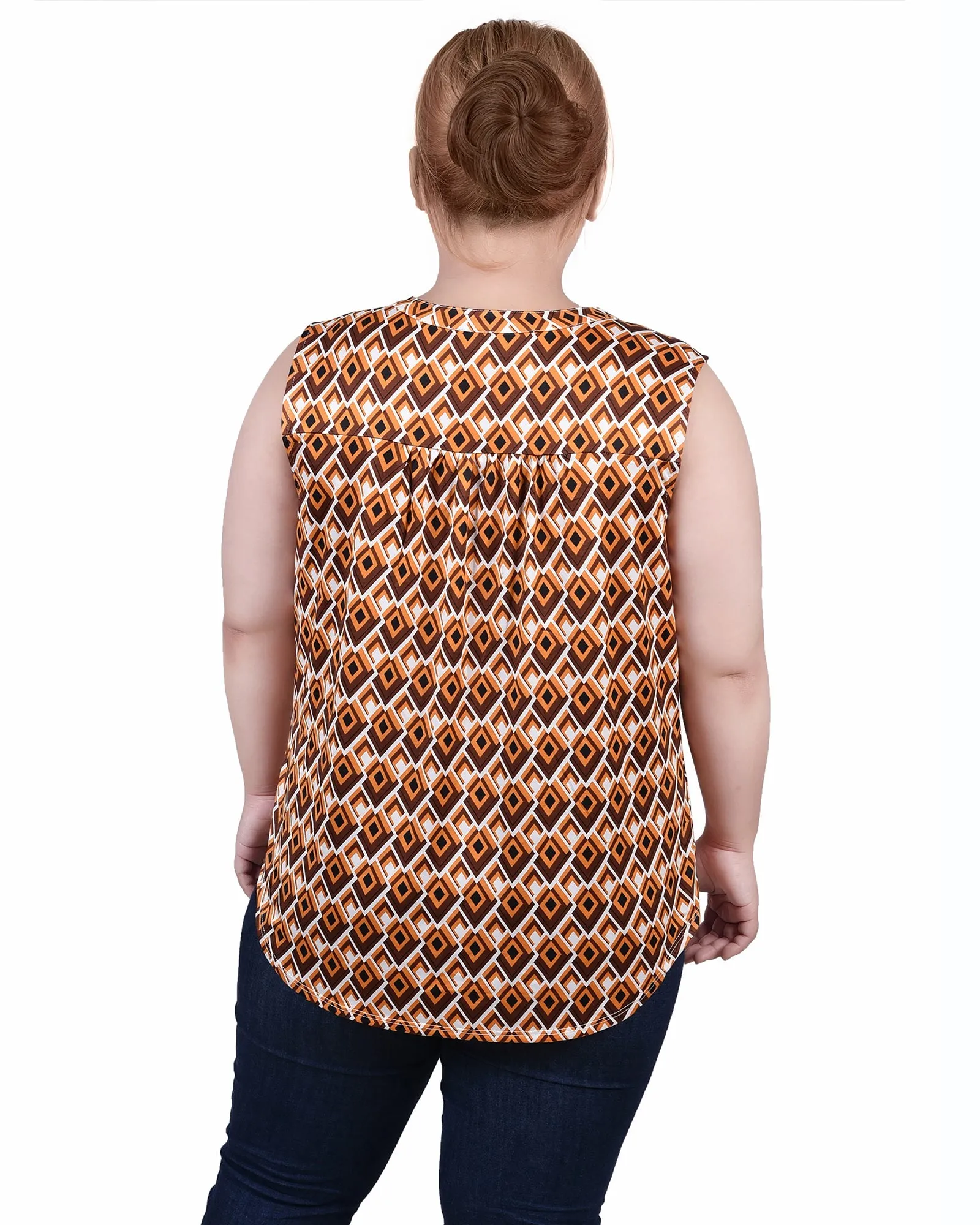 Plus Size Sleeveless Knit Y Neck Top