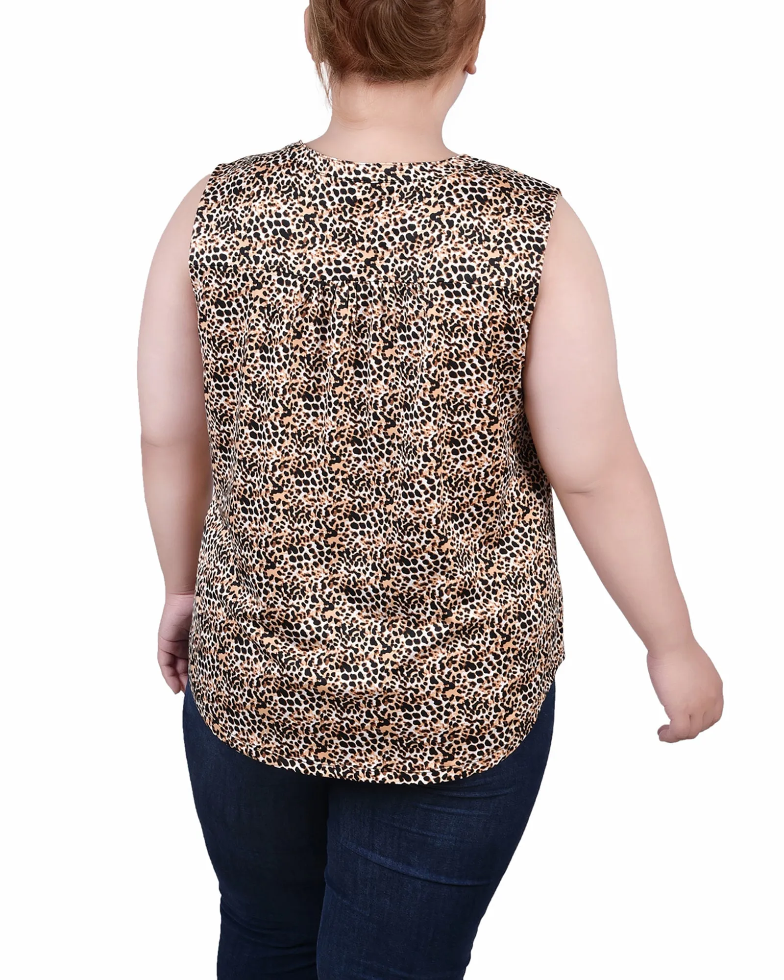 Plus Size Sleeveless Knit Y Neck Top