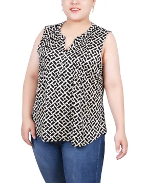 Plus Size Sleeveless Knit Y Neck Top