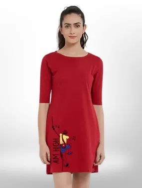 PRINT THREE QUARTER SLEEVE T SHIRT SIDE POCKET FOR WOMEN'S