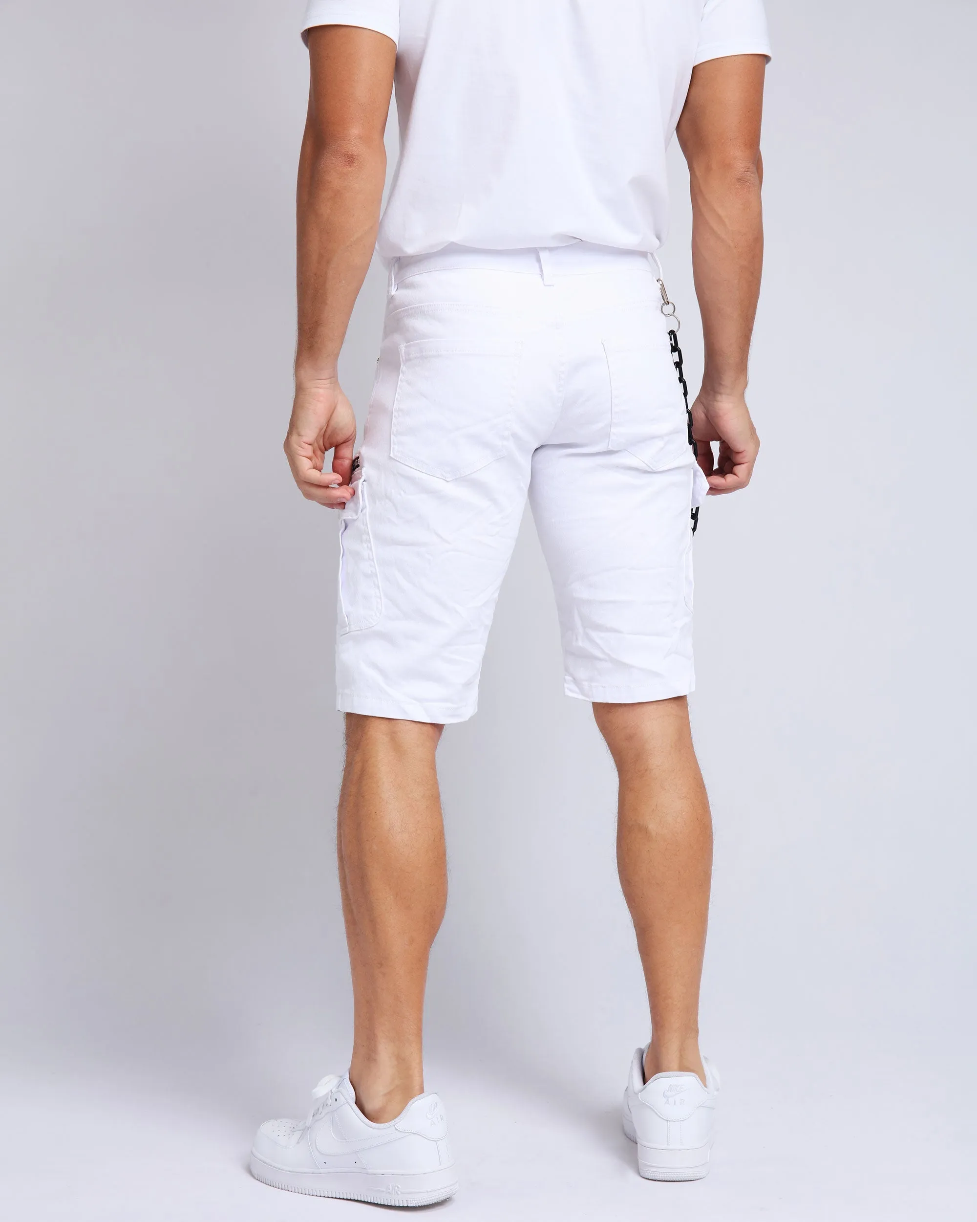 Printed Waterproof Zipper White Jeans Shorts-Mexico Local Delivery
