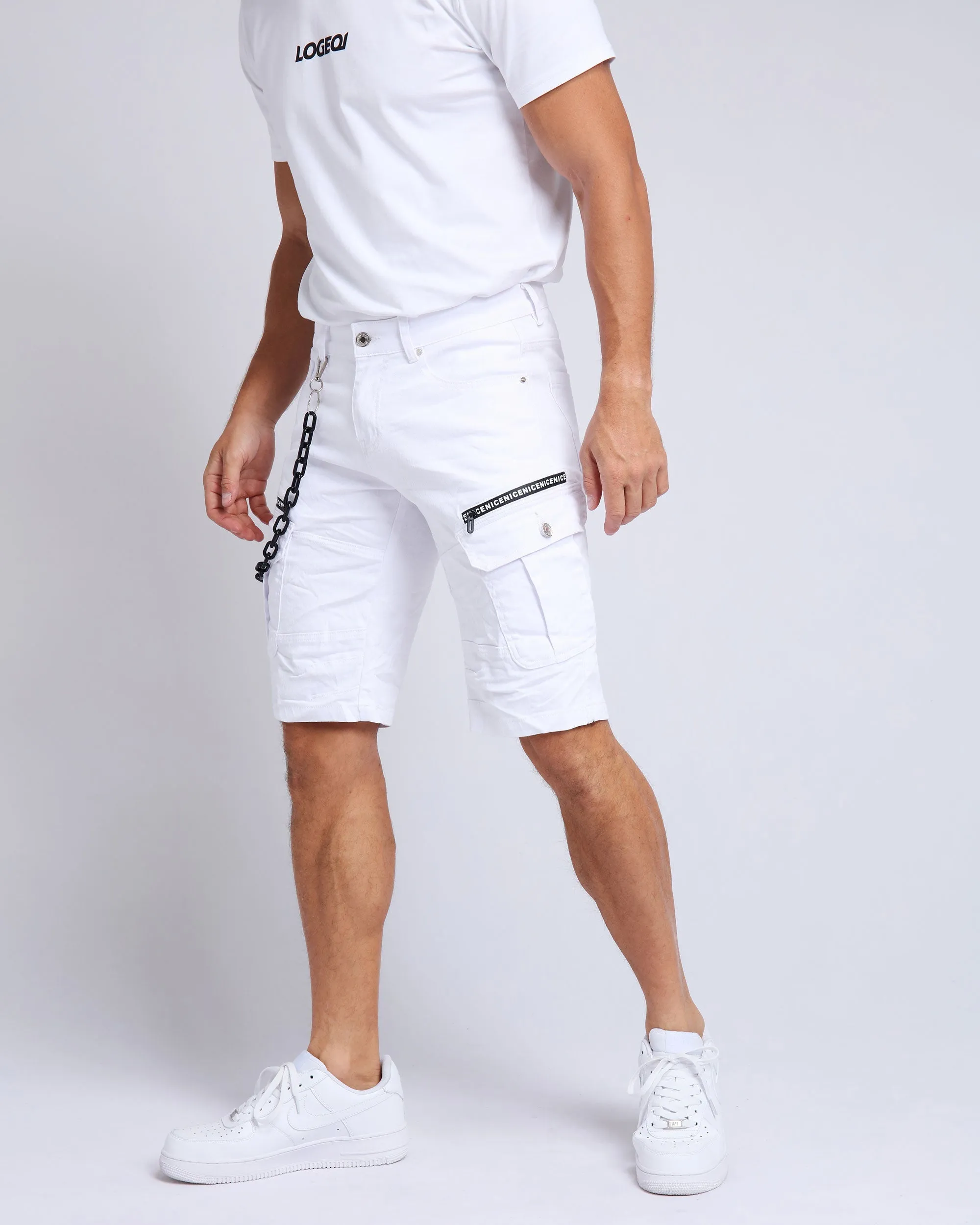 Printed Waterproof Zipper White Jeans Shorts-Mexico Local Delivery