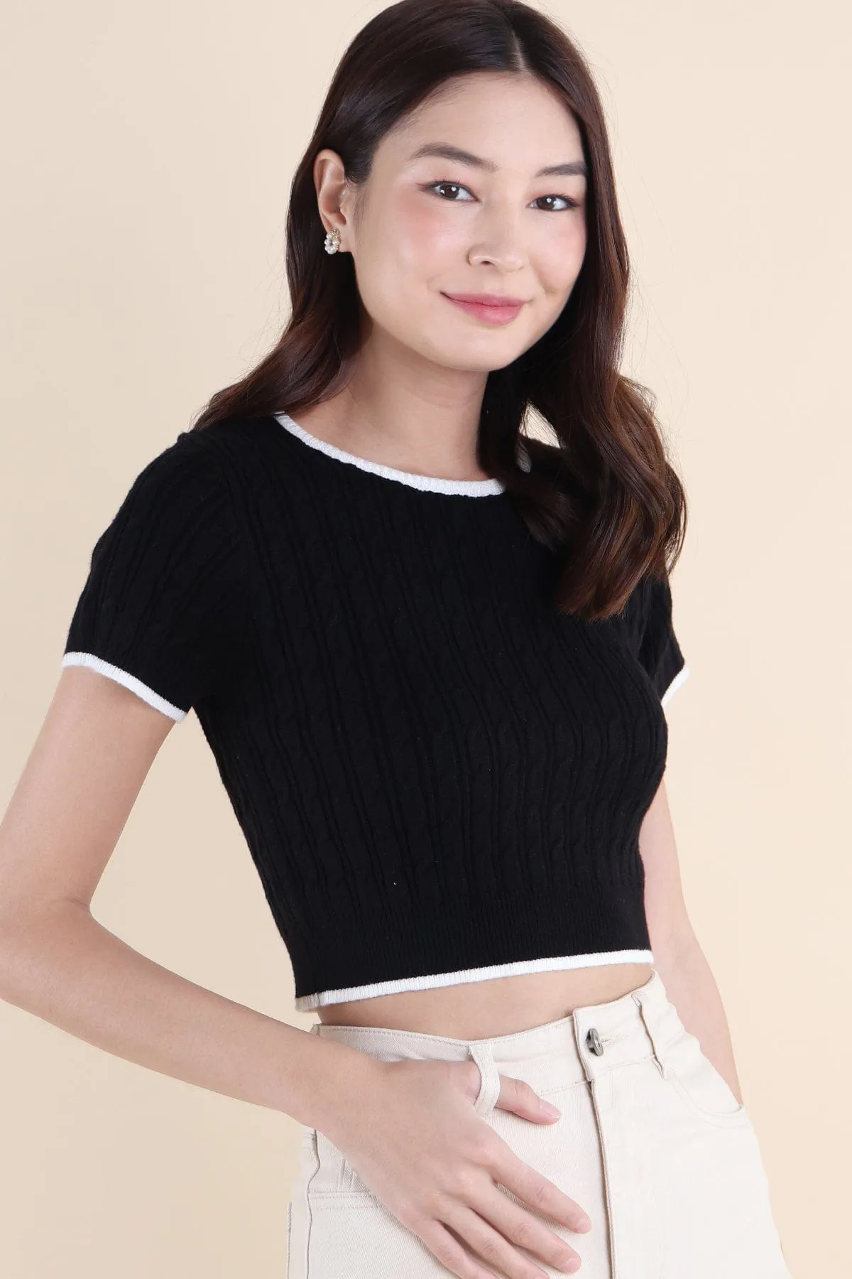 RESTOCKED** HERALD SLEEVED KNIT TOP IN BLACK