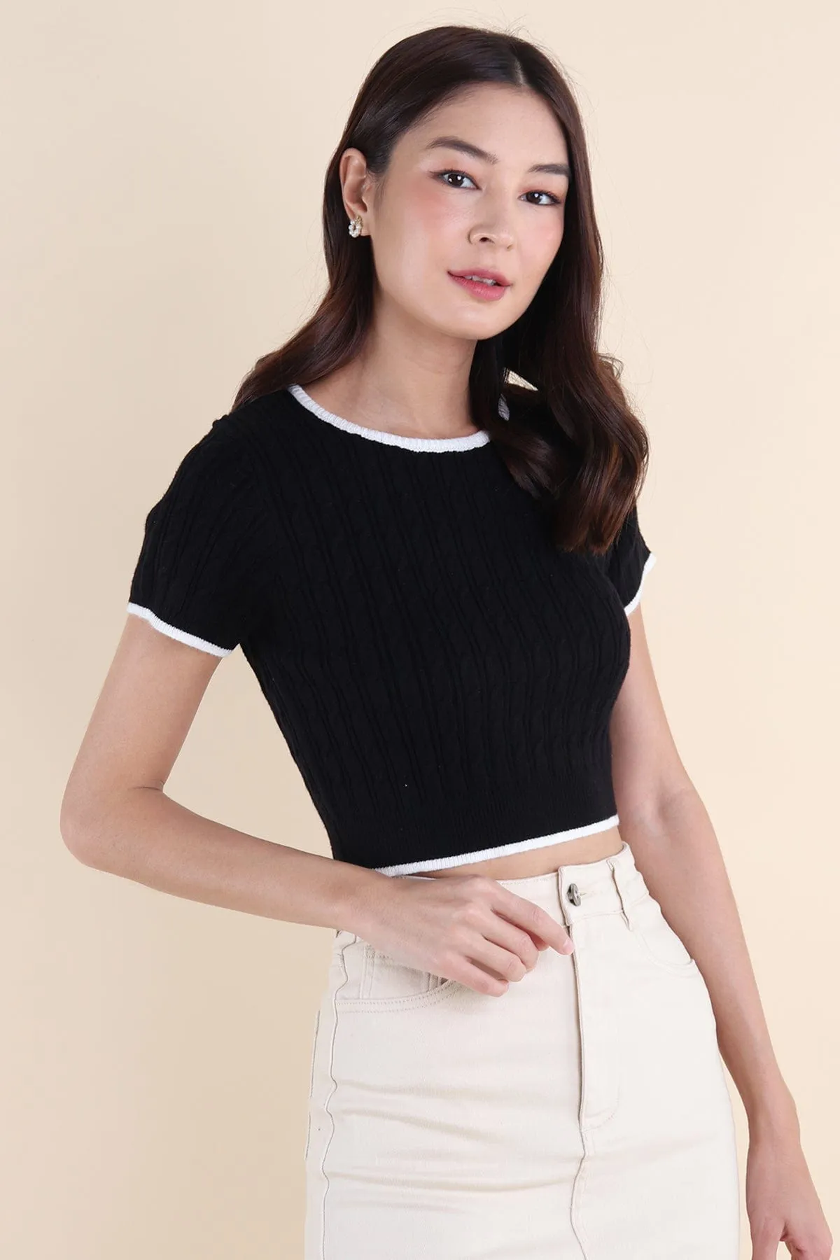 RESTOCKED** HERALD SLEEVED KNIT TOP IN BLACK
