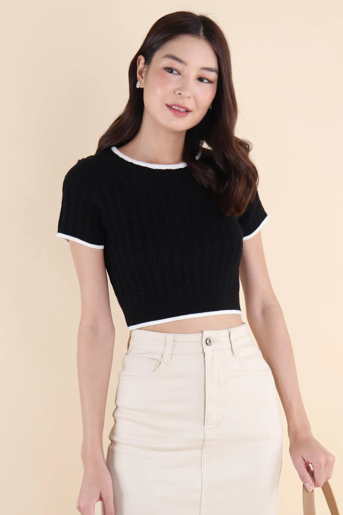 RESTOCKED** HERALD SLEEVED KNIT TOP IN BLACK