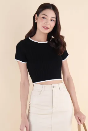 RESTOCKED** HERALD SLEEVED KNIT TOP IN BLACK