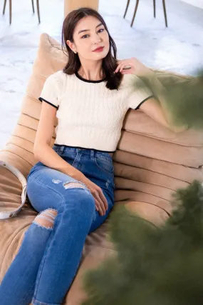 RESTOCKED** HERALD SLEEVED KNIT TOP IN CREAM