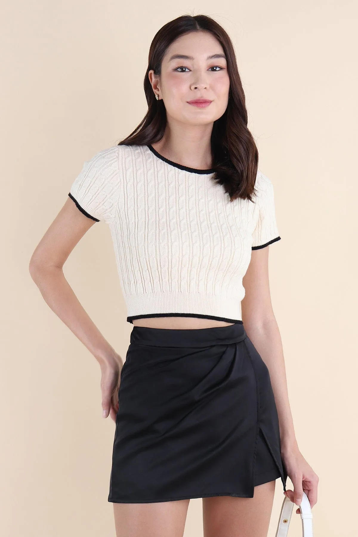 RESTOCKED** HERALD SLEEVED KNIT TOP IN CREAM