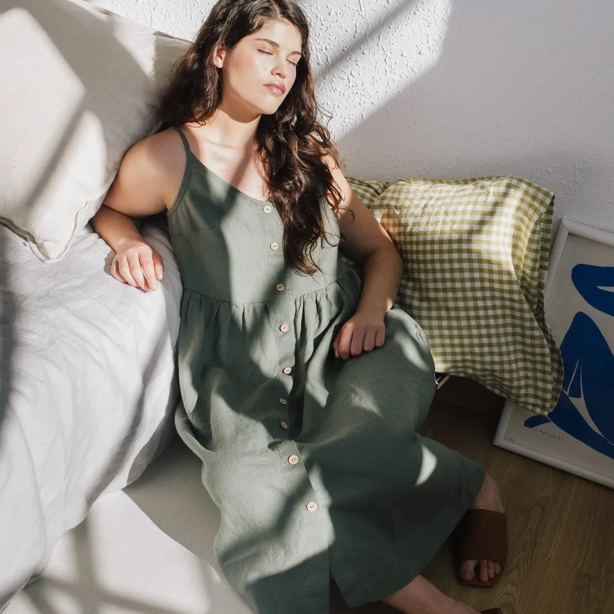 SARAH button down slip linen dress