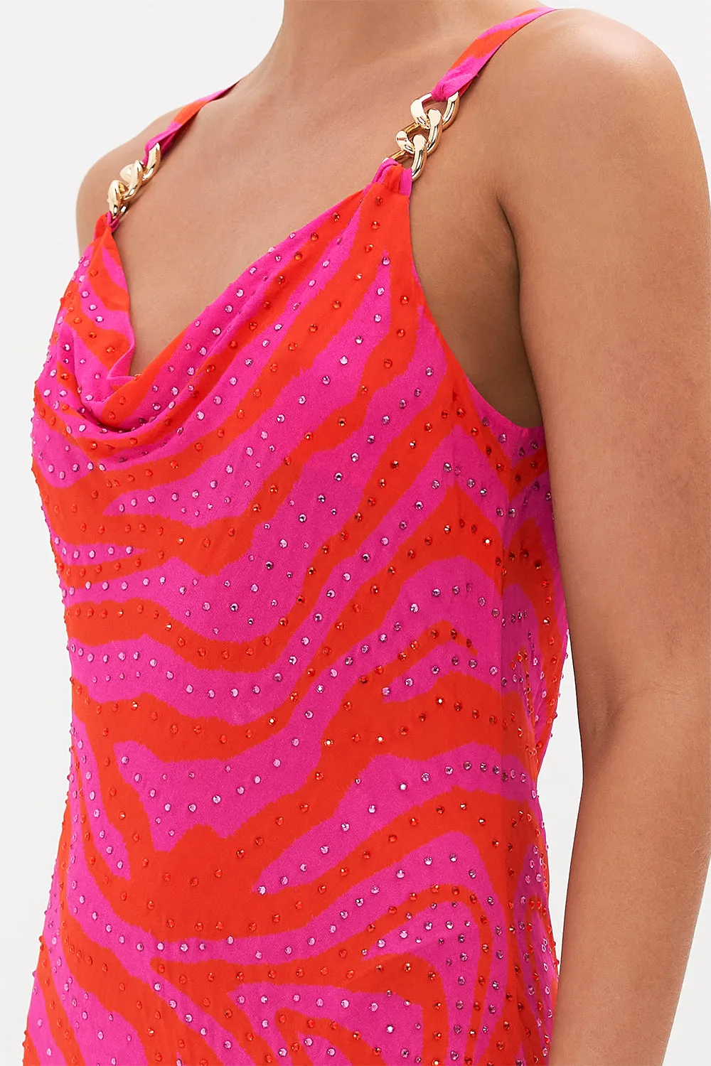 SHORT BIAS SLIP DRESS WITH WIDE STRAP ZEBRA ZONE
