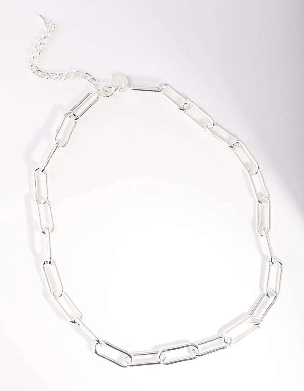 Silver Rectangle Chain Link Necklace