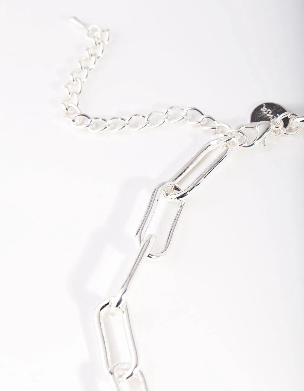 Silver Rectangle Chain Link Necklace