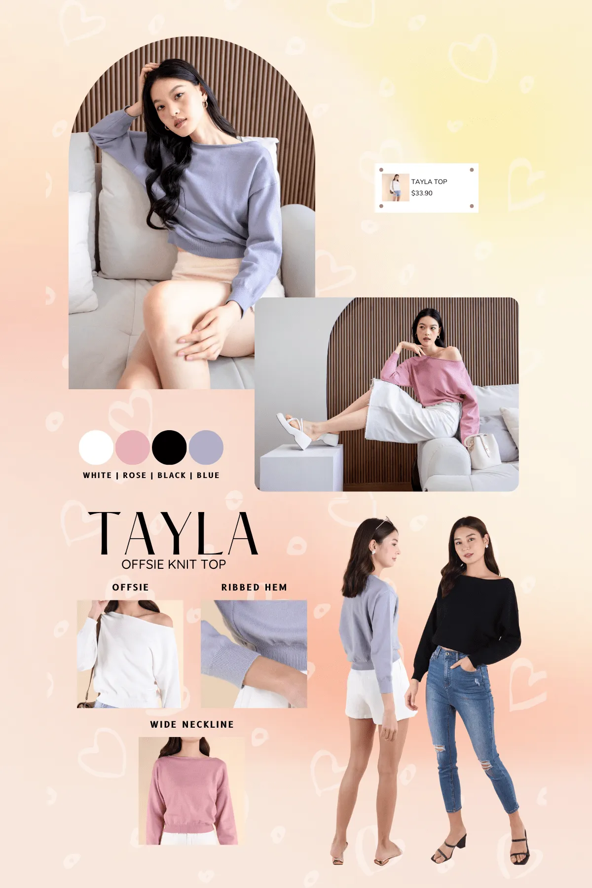TAYLA OFFSIE KNIT TOP IN WHITE
