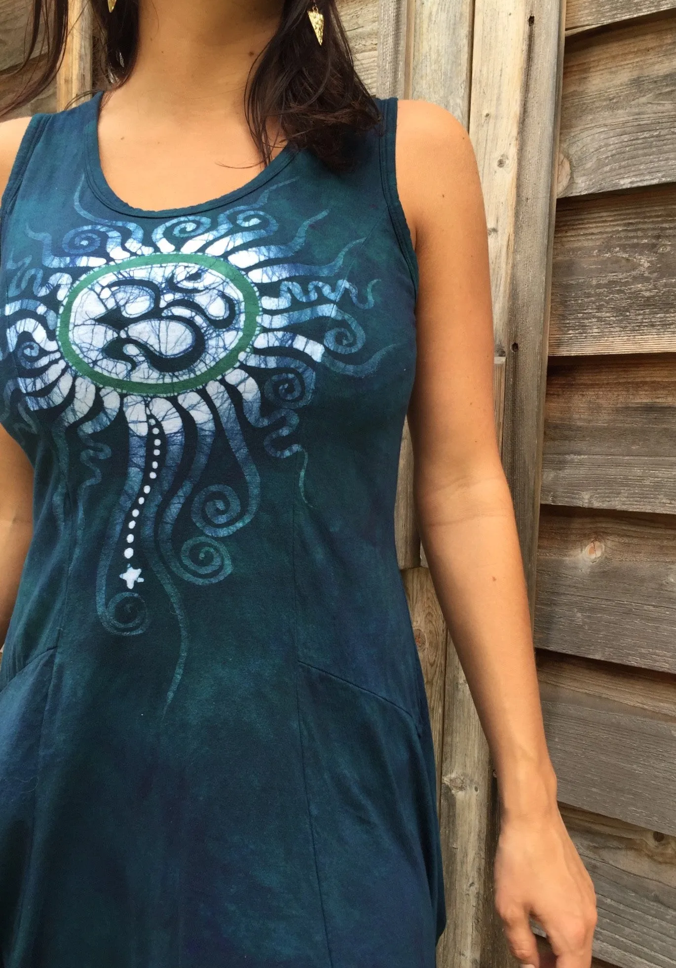 Teal Summer Om Cotton Batik Dress