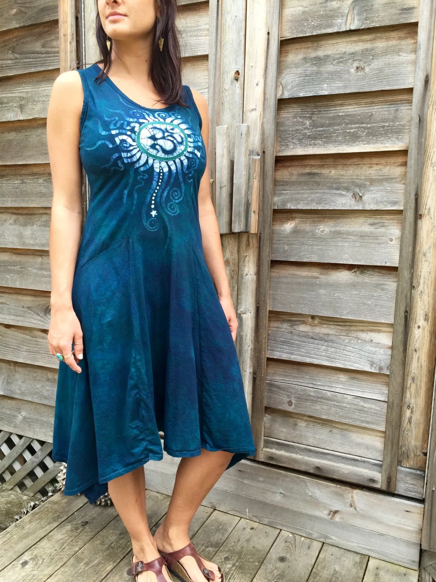 Teal Summer Om Cotton Batik Dress