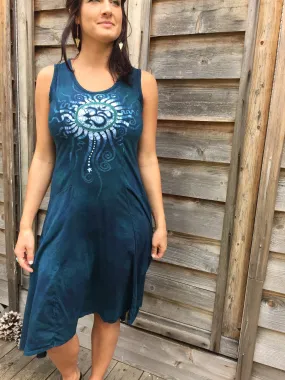 Teal Summer Om Cotton Batik Dress
