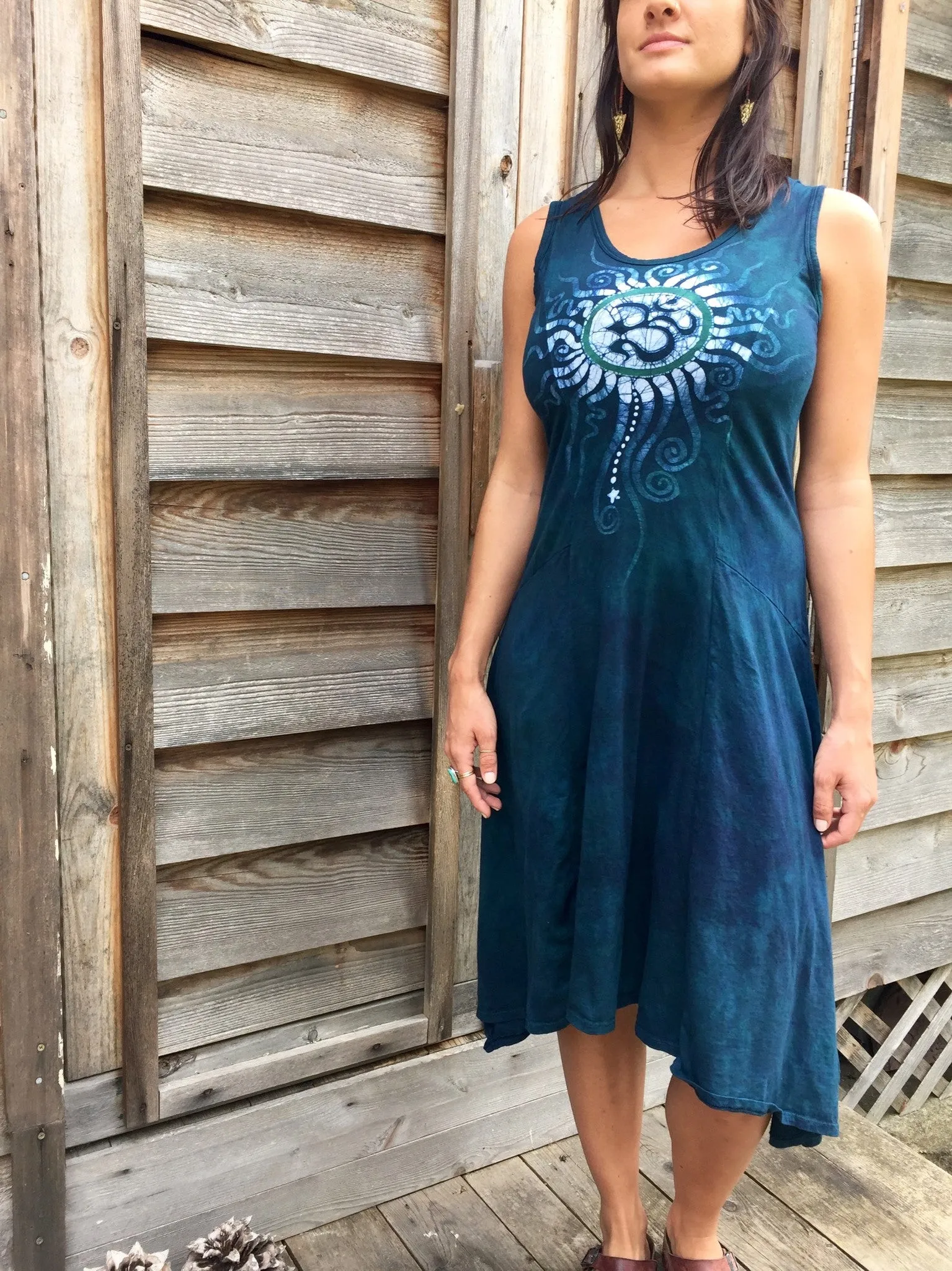 Teal Summer Om Cotton Batik Dress