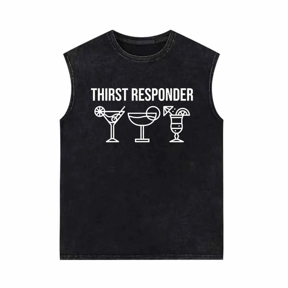 Thirst Responder Cocktail Funny Vintage Washed Vest Top