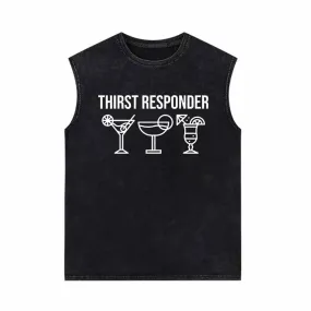 Thirst Responder Cocktail Funny Vintage Washed Vest Top