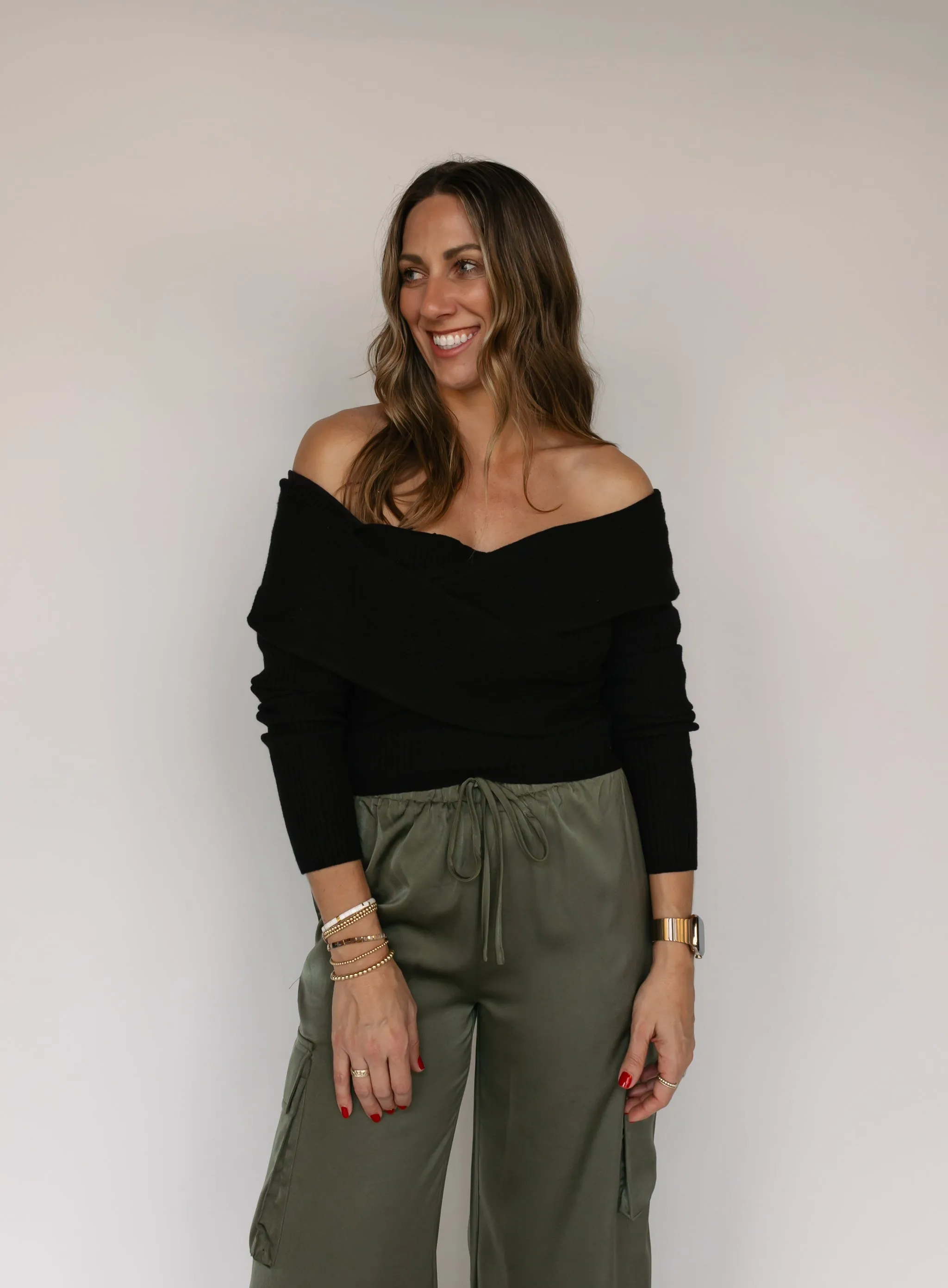 Tia Off Shoulder Top - Black