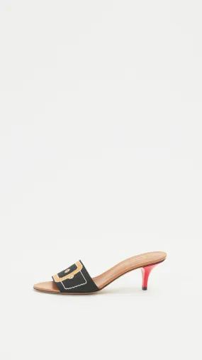Trompe L'œil Jacquard Sandal in Black