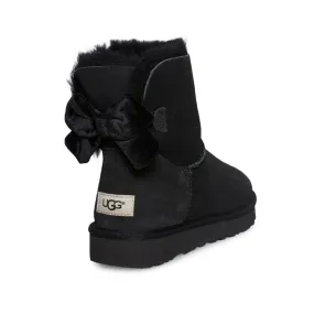 UGG Mini Bailey Bow II Velvet Ribbon Black Boots