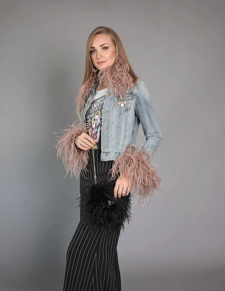 Victoire - Feather Collar and Cuffs in Taupe