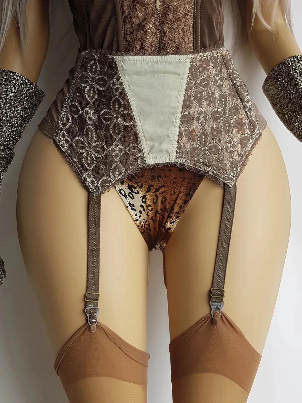 Vintage Authentic 1950s Pistachio Swirl Collection - Custom Hand Dyed Suspender Belt with Lace Overlay - Only One Made