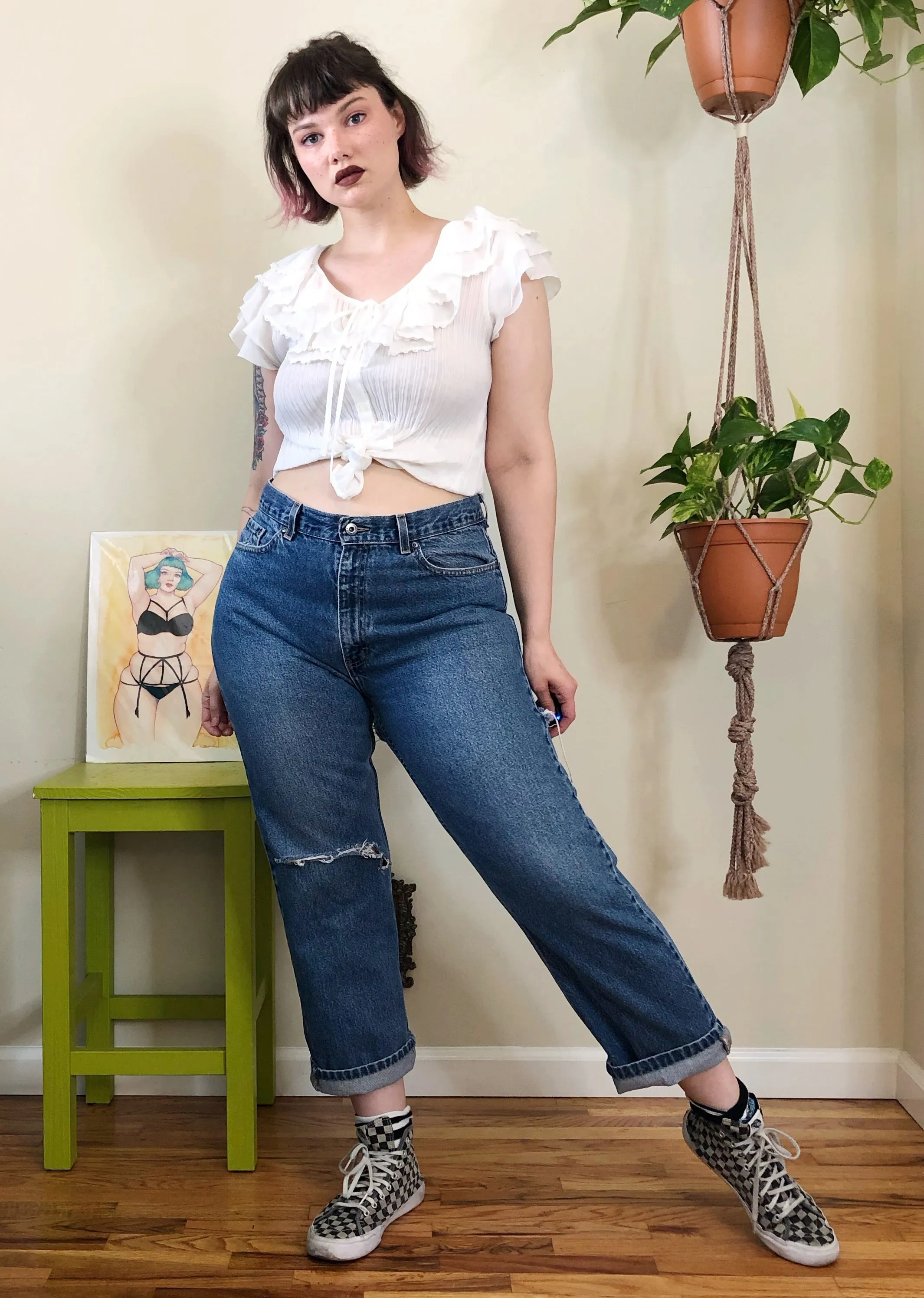 Vintage Destroyed Medium Wash Jeans - XL