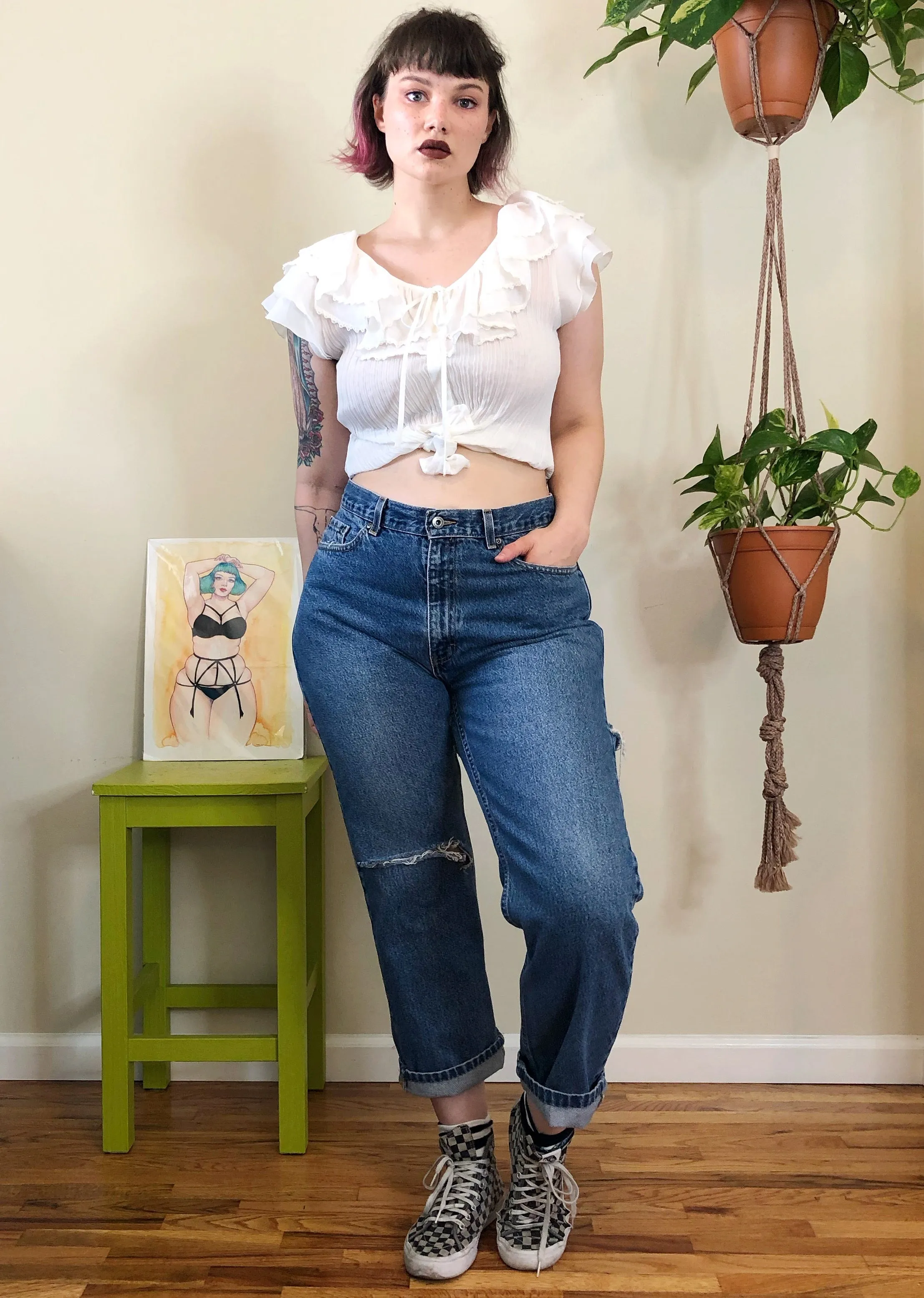 Vintage Destroyed Medium Wash Jeans - XL