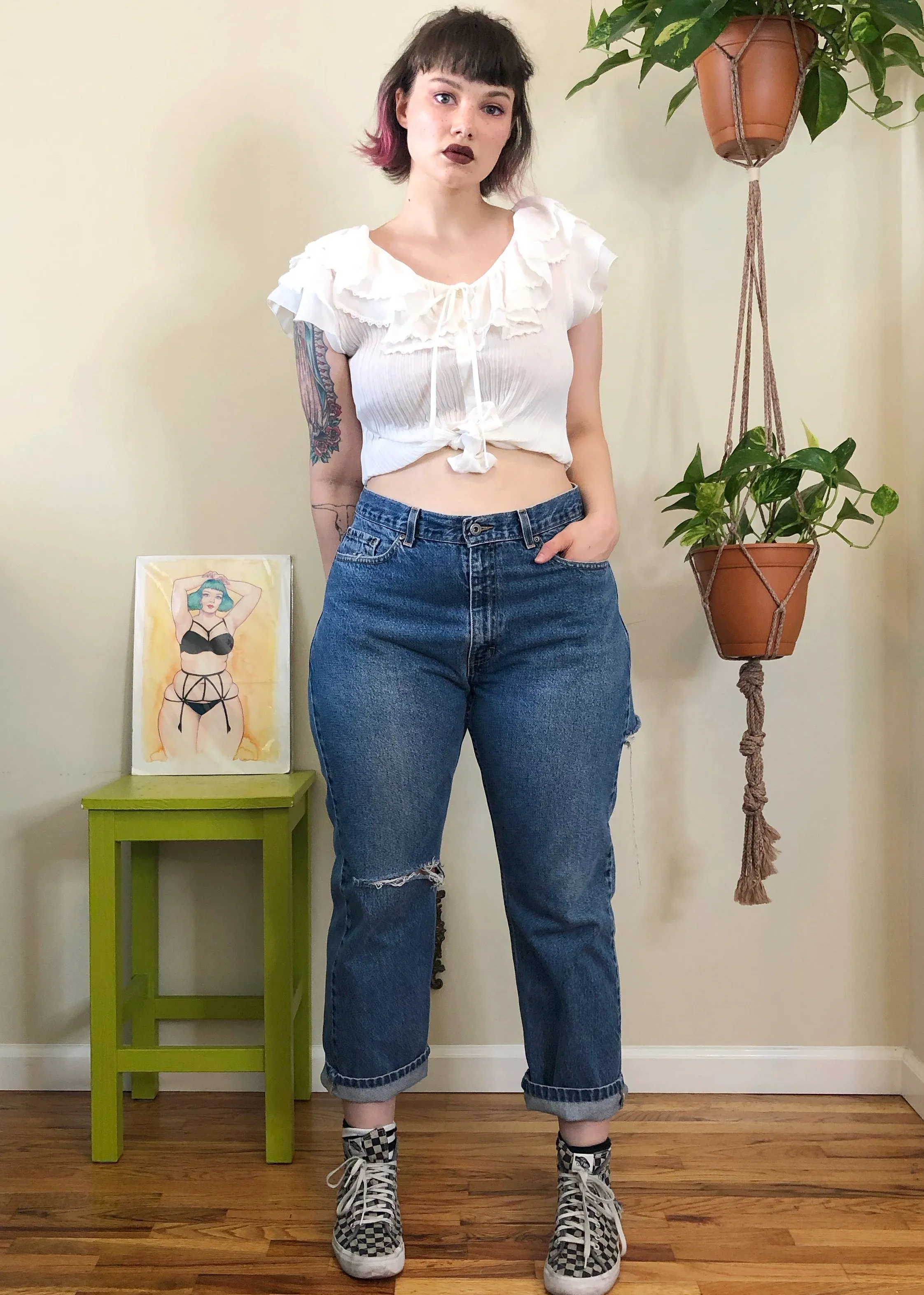 Vintage Destroyed Medium Wash Jeans - XL