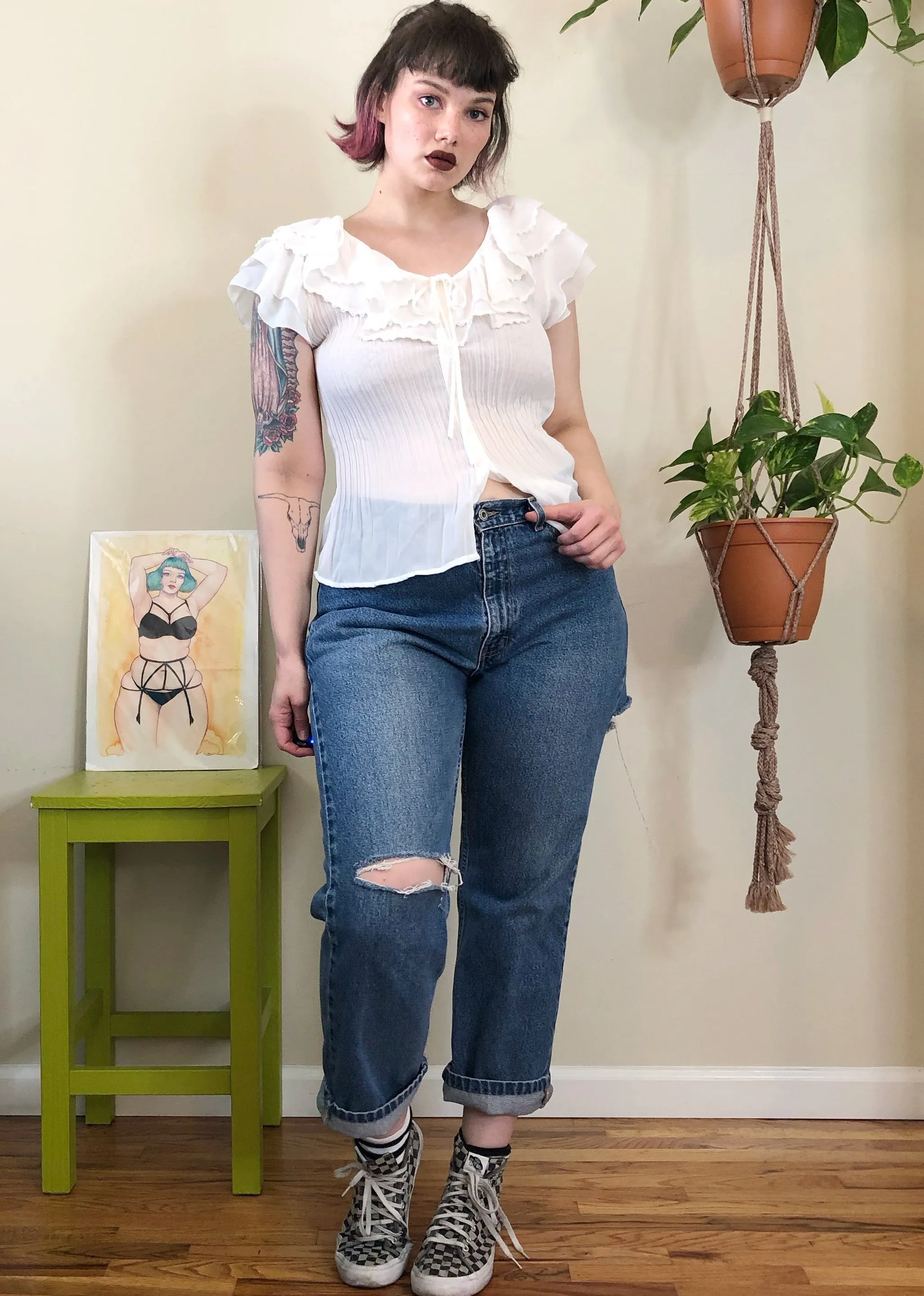 Vintage Destroyed Medium Wash Jeans - XL