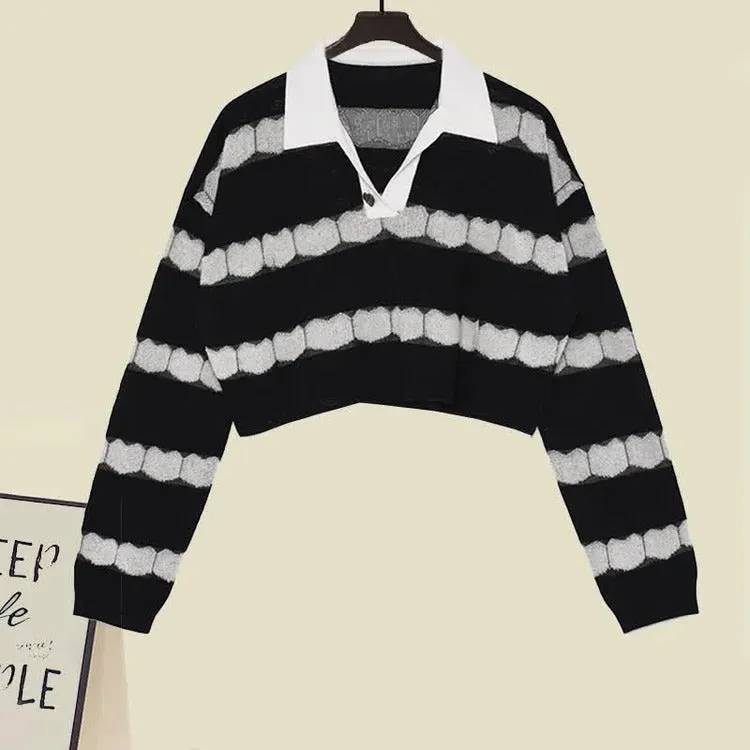 Vintage Love Heart Sweater Casual Pants Two Piece Set