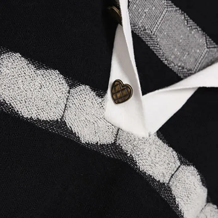 Vintage Love Heart Sweater Casual Pants Two Piece Set