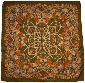 Vintage Paco Rabanne Paris Silk Scarf Floral Pattern