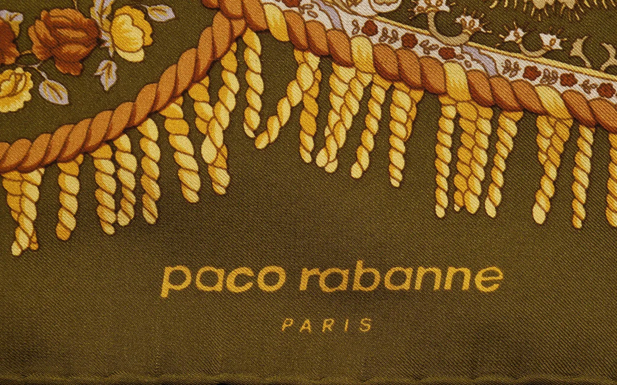 Vintage Paco Rabanne Paris Silk Scarf Floral Pattern