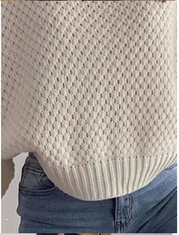 Voguable Pullovers Women Autumn Winter Sweaters Solid V-Neck Loose Casual Daily Basic Womens Knitted Turtleneck Long Sleeve Sweater