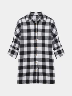 Wholesale Half Sleeve Grid Shirt Dresses