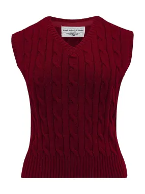 Wine Red Vintage Style Cable Tank Top Vest