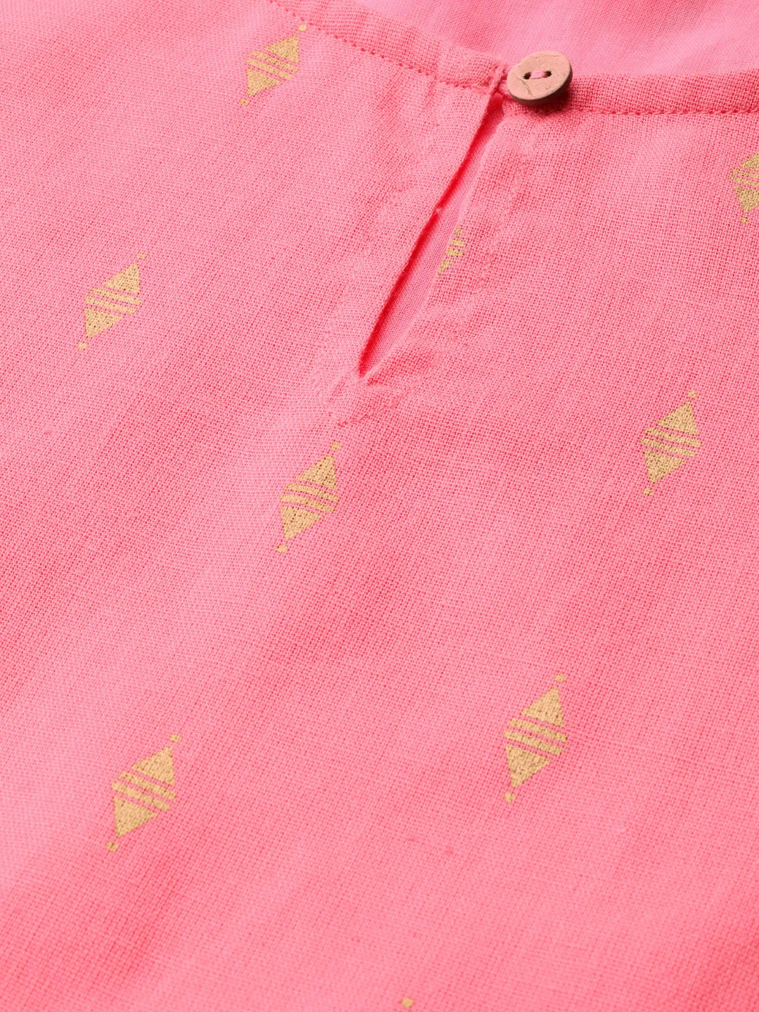 Women Pink Foil Print Peplum Top