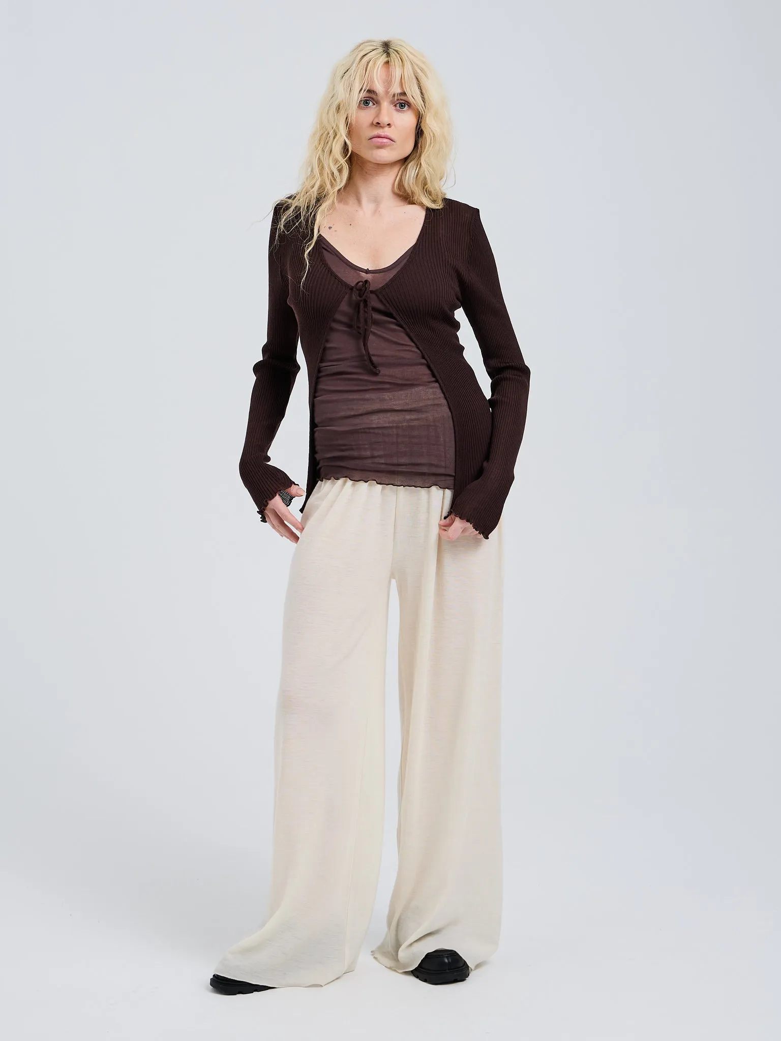 Woolen Cardigan | Merino wool - Dark Brown