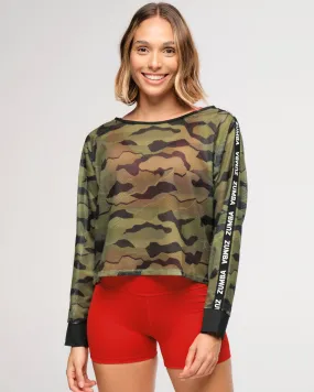 Zumba Explore Raglan Mesh Pullover - Olive Expedition